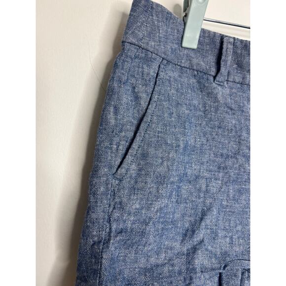 Loft Outlet Linen Blend Shorts Size 2 Blue Chino 4" Inseam Pockets Womens Summer - Picture 2 of 4